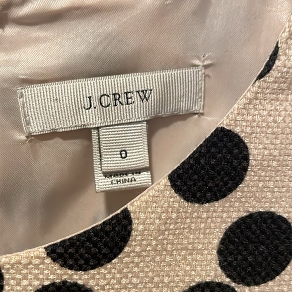 J.Crew 100% Cotton Cream & Black Polka Dot Shift Dress, Hidden Zipper Size 0 - Picture 3 of 6